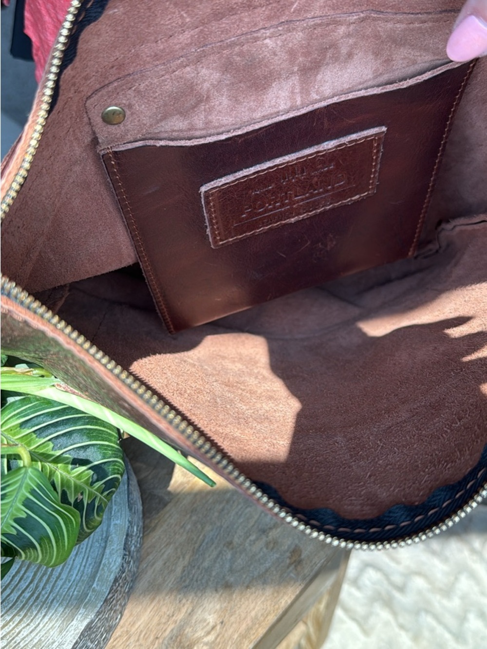 Portland Leather Brown Leather Backpack with Front Zip Pocket - Picture 3 of 3
